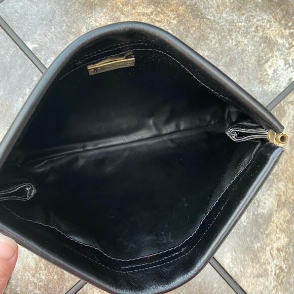MARIO VALENTINO Vintage Black Leather Stripe Clutch Bag